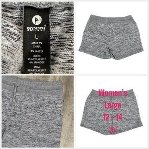 Women's 90 Degrees Large 12 - 14 Shorts Gray Elastic Waist Athletic Active NWOT